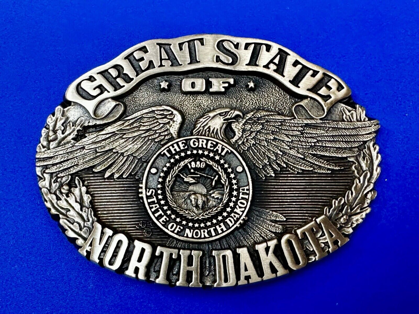The Great State of North Dakota Vintage Award Design Medals 1st Edn Belt Buckle