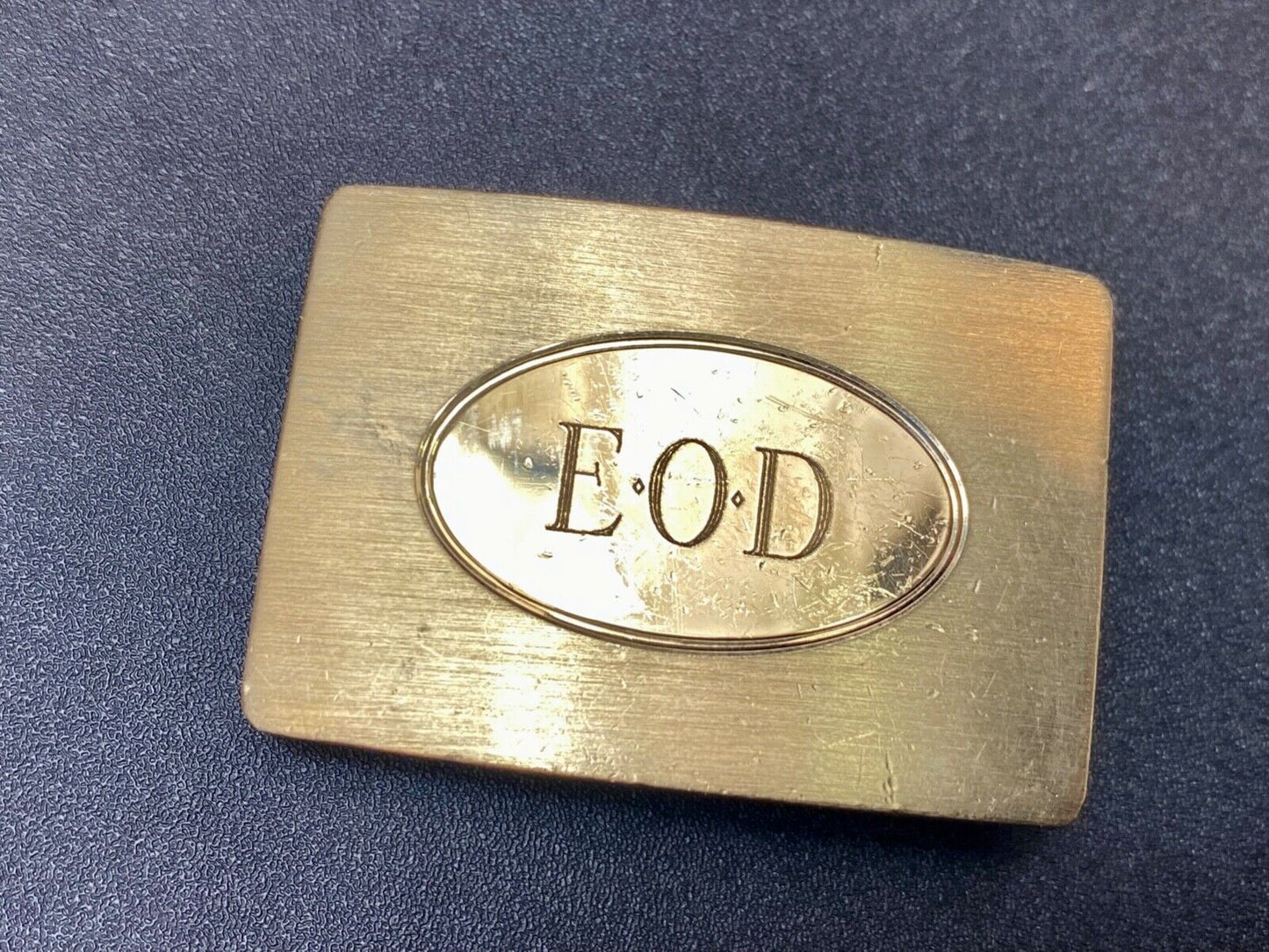 Vintage EOD Initials Make Monogram small formal dress belt buckle