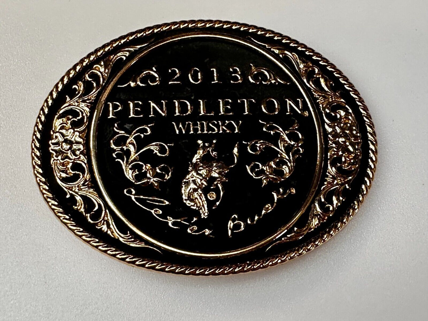 2013 Pendleton Whiskey Let'er Buck Rodeo Cowboy Montana Silversmiths Belt Buckle
