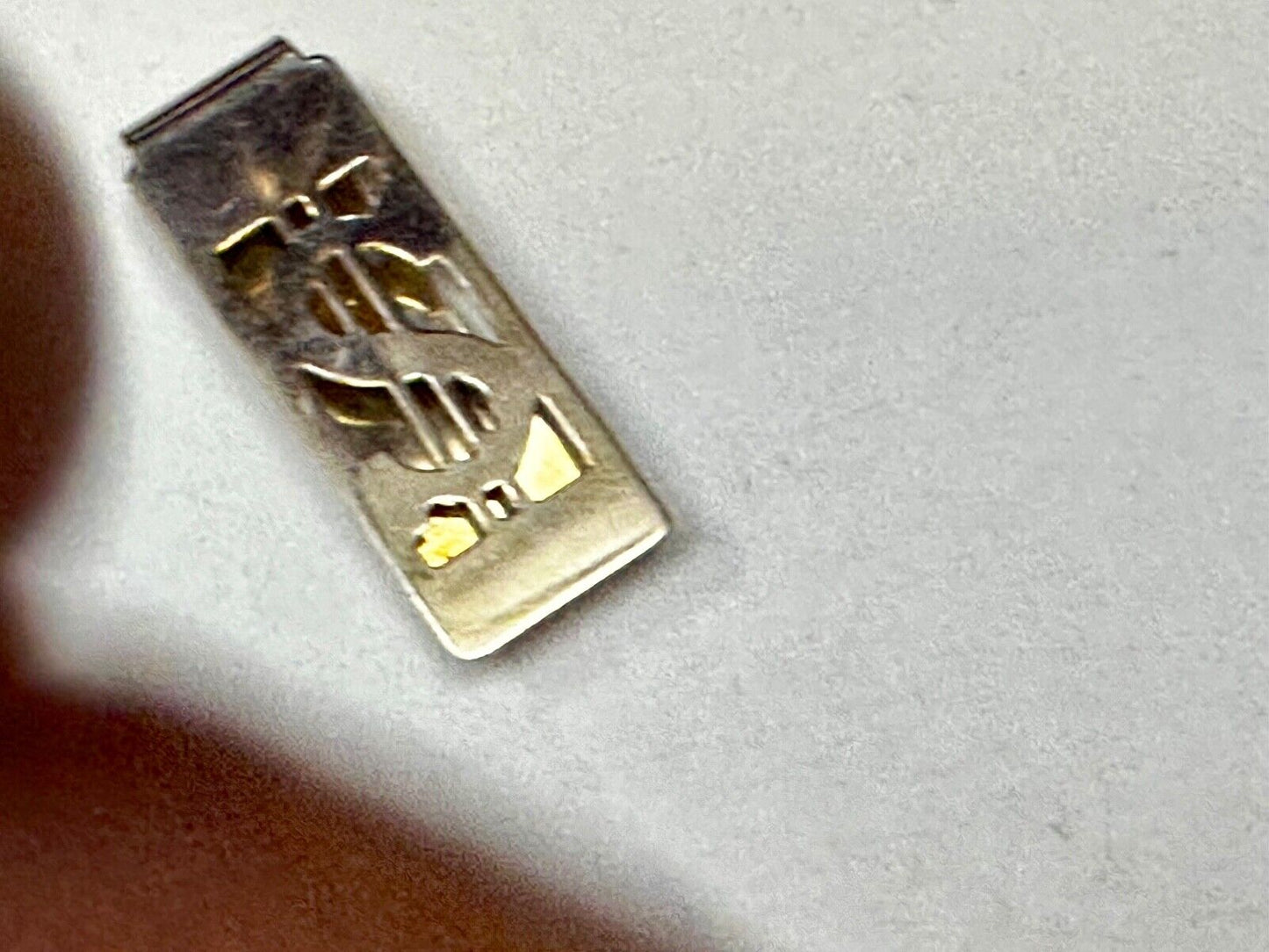 Art Deco Style Dollar Sign $ Symbol In Silver Tone Money Clip