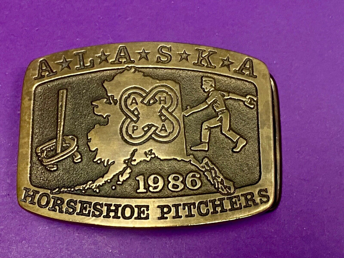 Vintage 86 Alaska Horseshoe Pitchers Belt Buckle Limited Ak Frontier Treasures