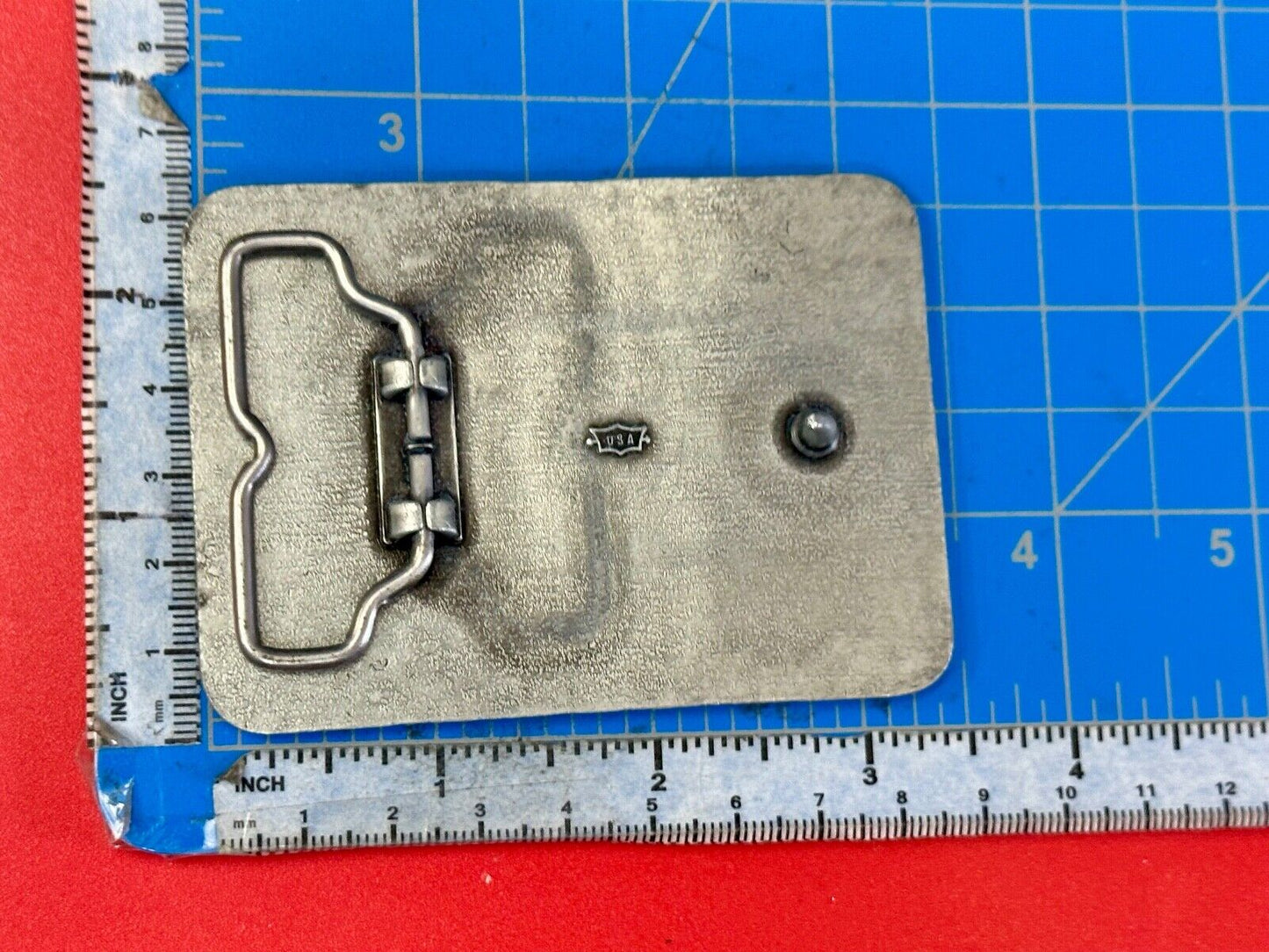 The Statler Brothers American Flag Country Shaped background band belt buckle