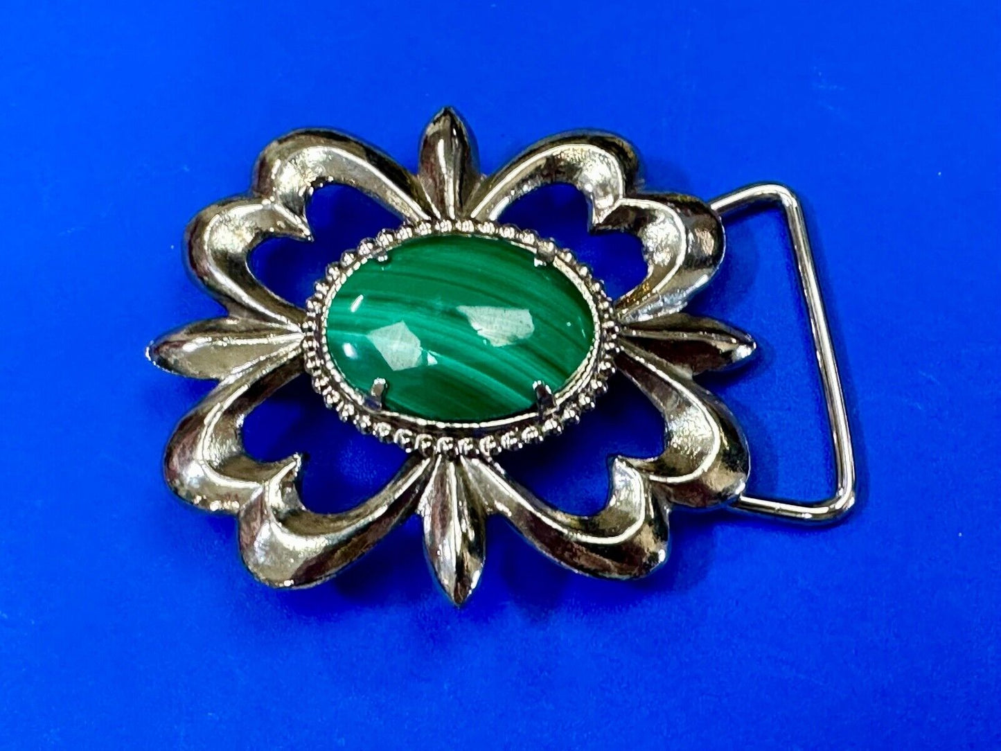 Beautiful Green Malachite Native American Navajo style Cabochon Cab belt buckle