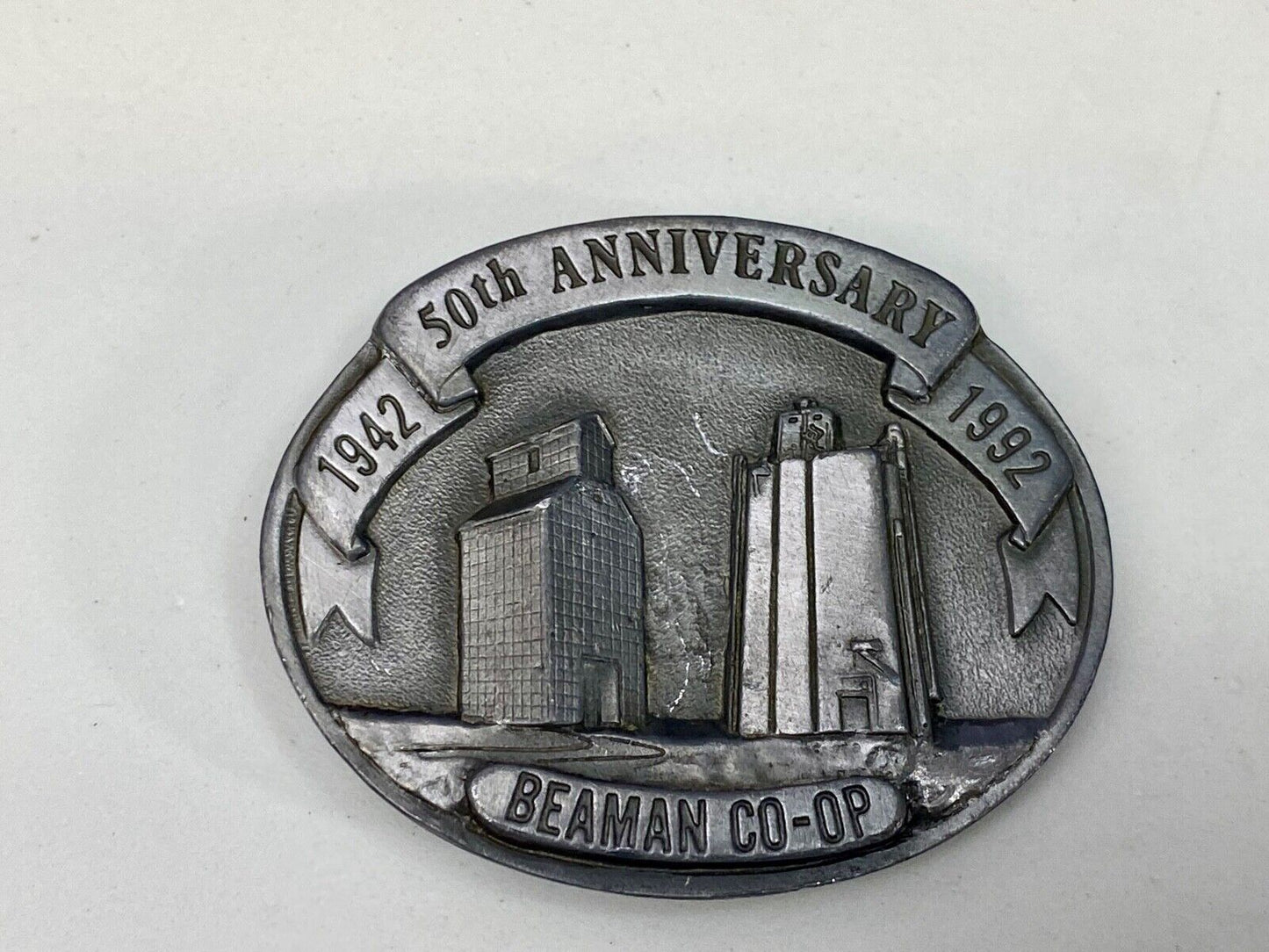 Beaman Co-Op 50Th Anniversary Iowa Feed Grain Farming Agriculture Belt Buckle