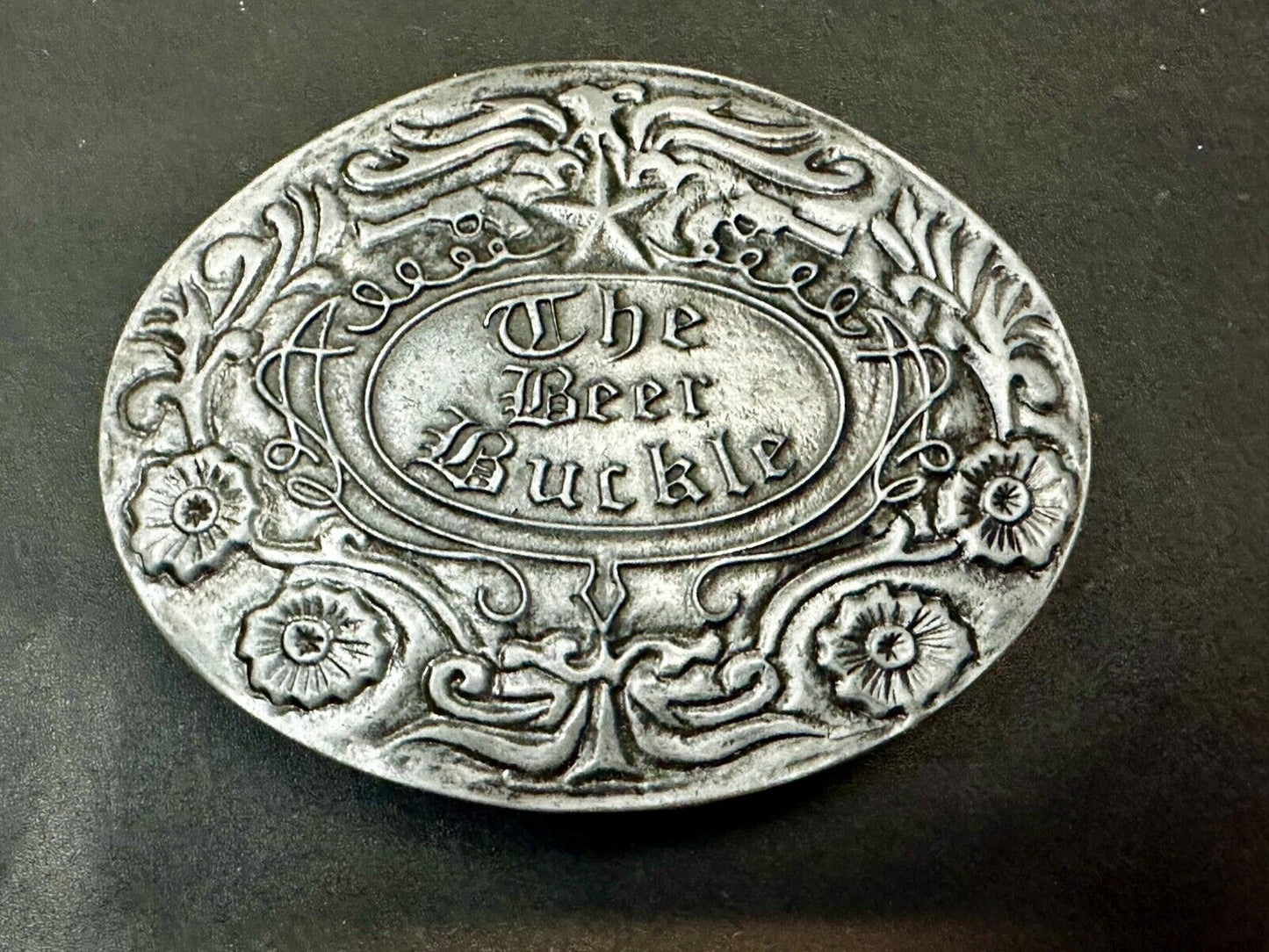 The Beer Buckle - Ornate Large Belt Buckle & Can Holder by BevBuckle