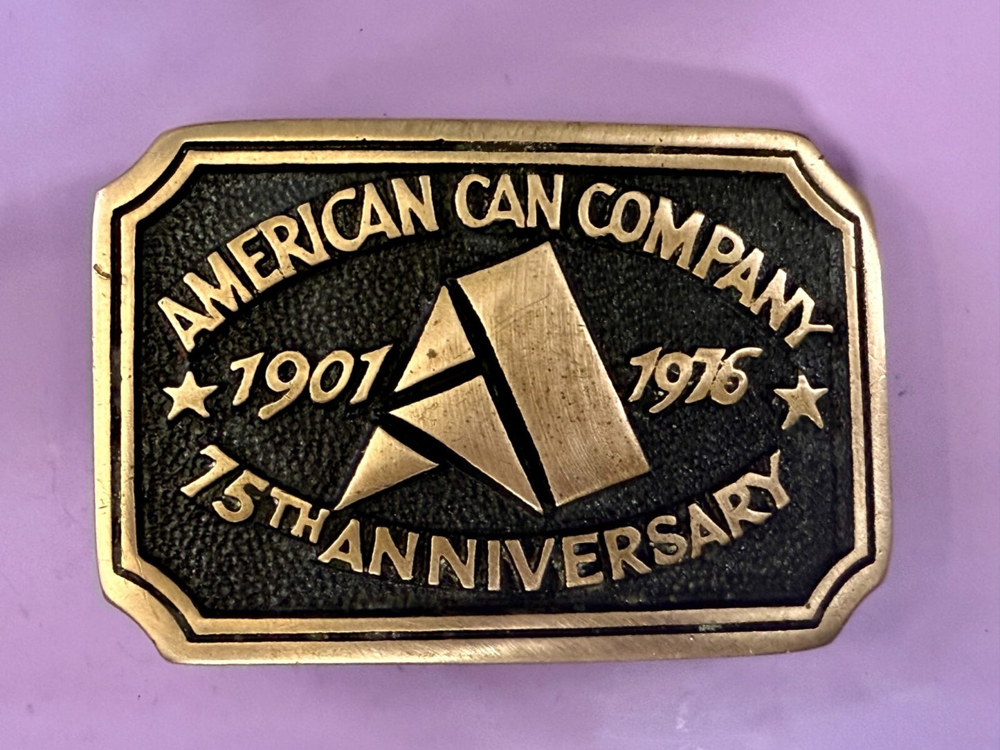 American Can Company 75th Anniversary 1901-1976 Solid Brass Heritage Belt Buckle