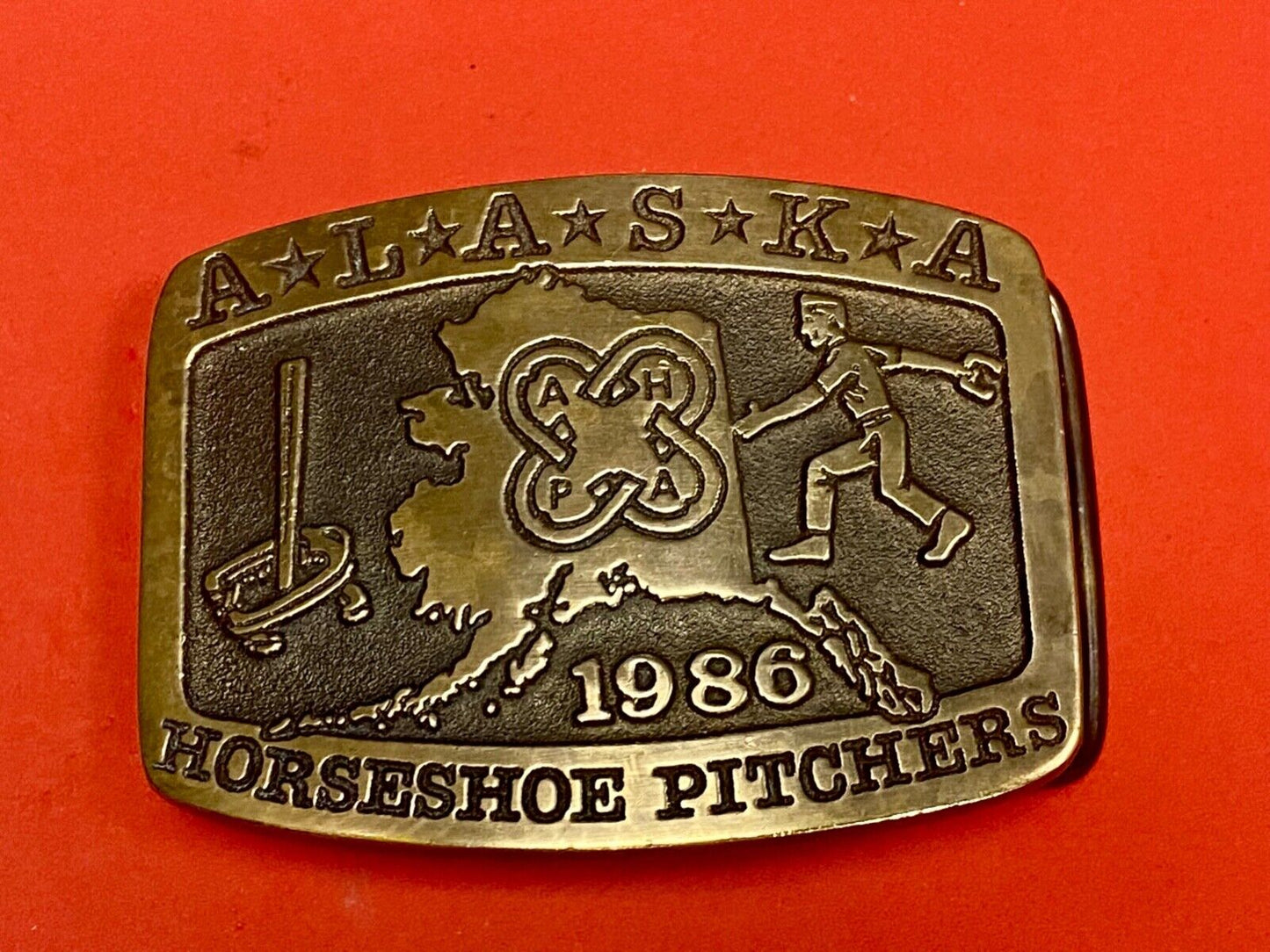 Vintage 86 Alaska Horseshoe Pitchers Belt Buckle Limited Ak Frontier Treasures