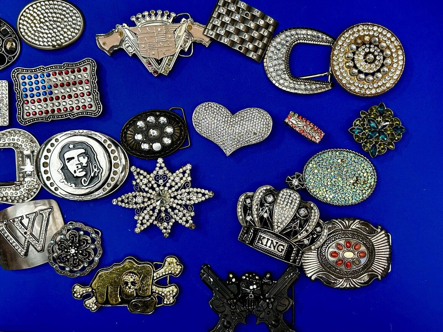 21 Bulk Lot Junk Drawer Grab Bag of REPAIR Belt Buckle - Missing Rhinestone's