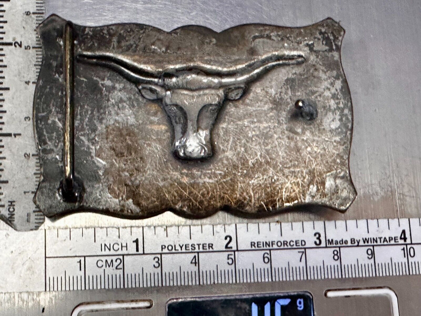 Texas Longhorn Steer Bull Cow Ornate Raised Dimensional Stamped Belt Buckle