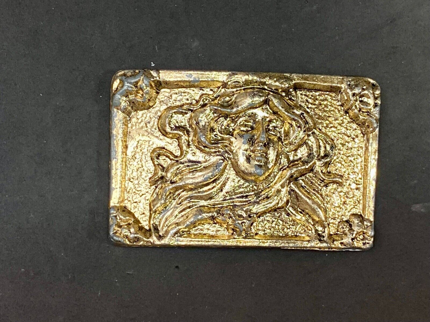 Beautiful Woman - Raised Dimension On Gold Tone Belt Scarf Tie Slide Buckle