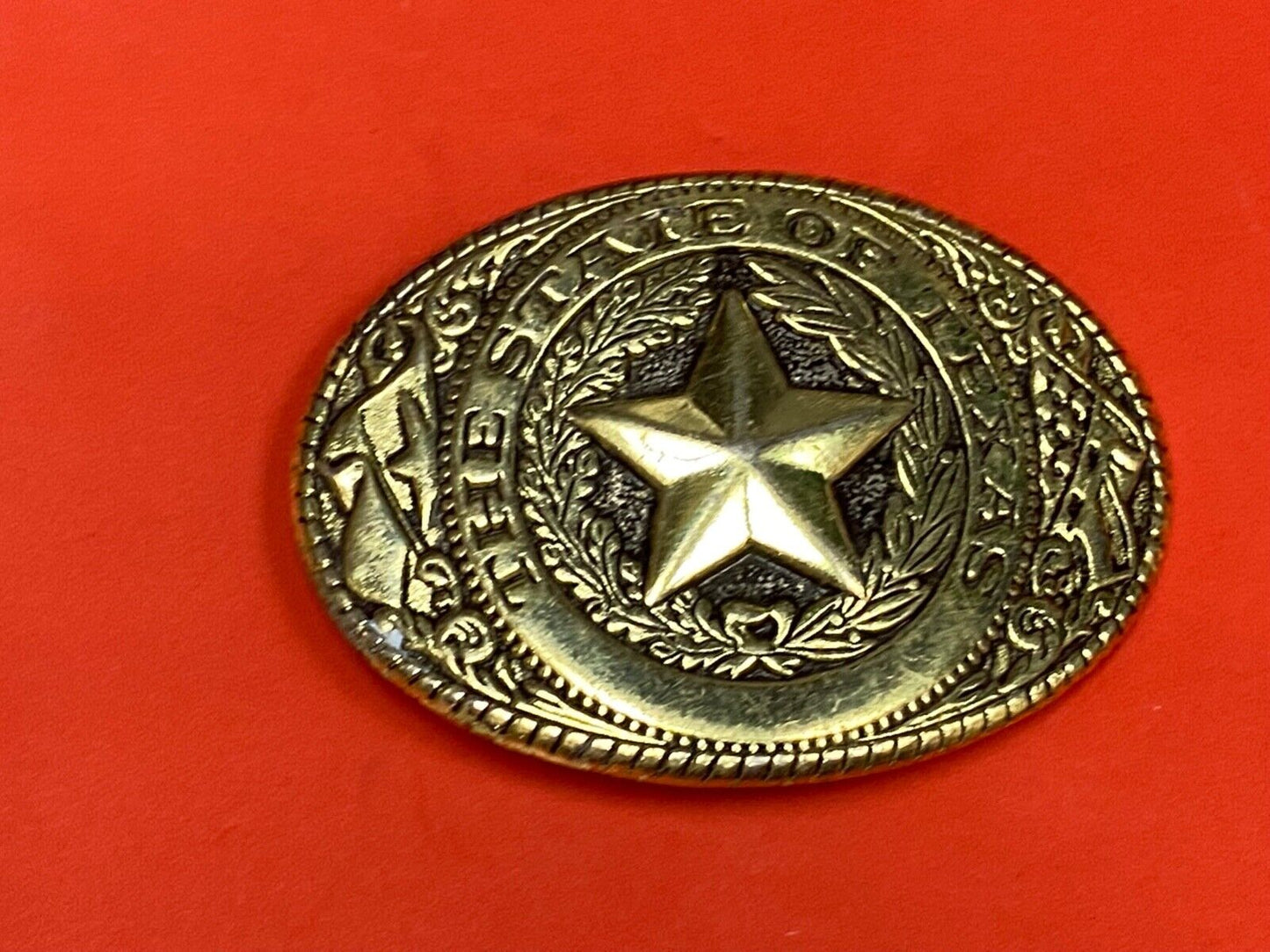 The Great State Of Texas - Lone Star, Flag-, USA Made Oval Western Belt Buckle