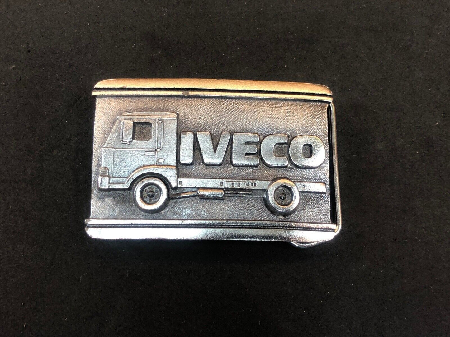 Vintage 1984 Limited Edition IVECO Flat bed trucking roll container belt buckle