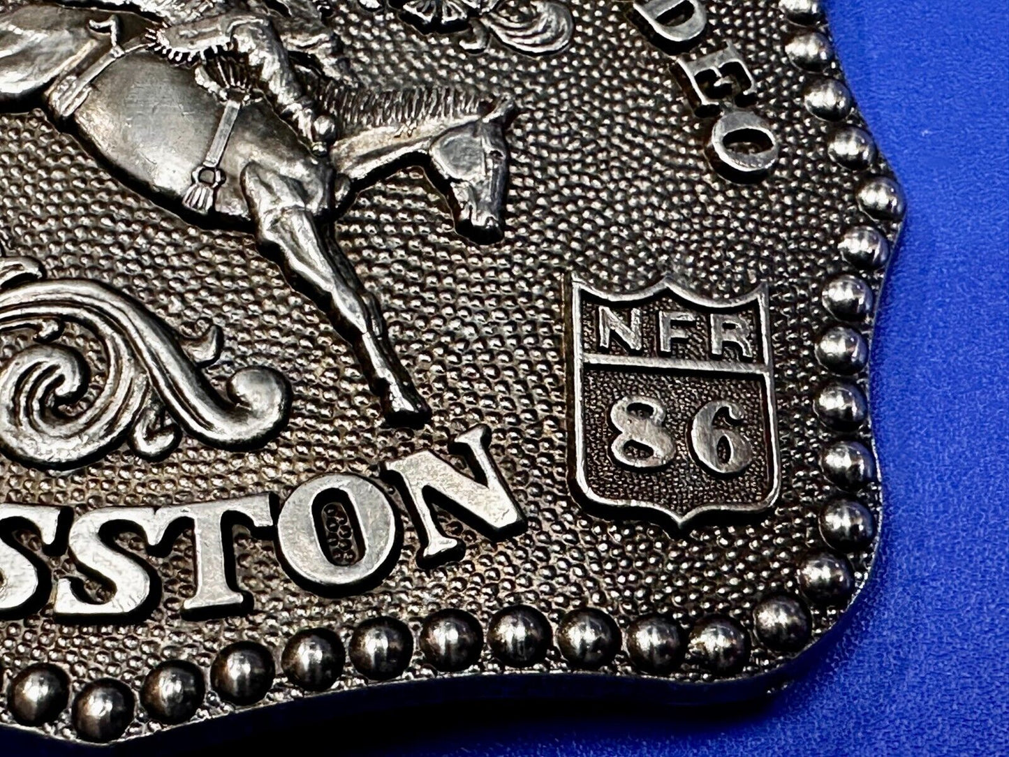 1986 Hesston NFR National Finals Rodeo Cowboys Western Belt Buckle