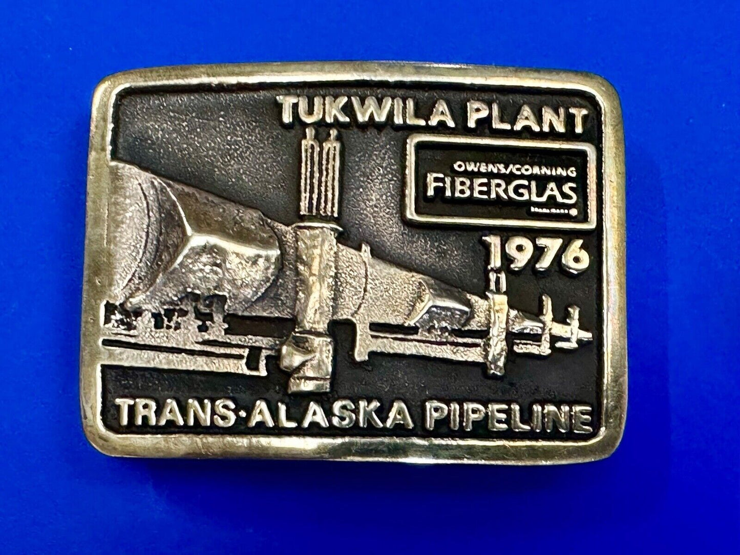 Trans Alaska Oil Pipeline Tukwila Plant Owens Corning Fiberglass belt buckle