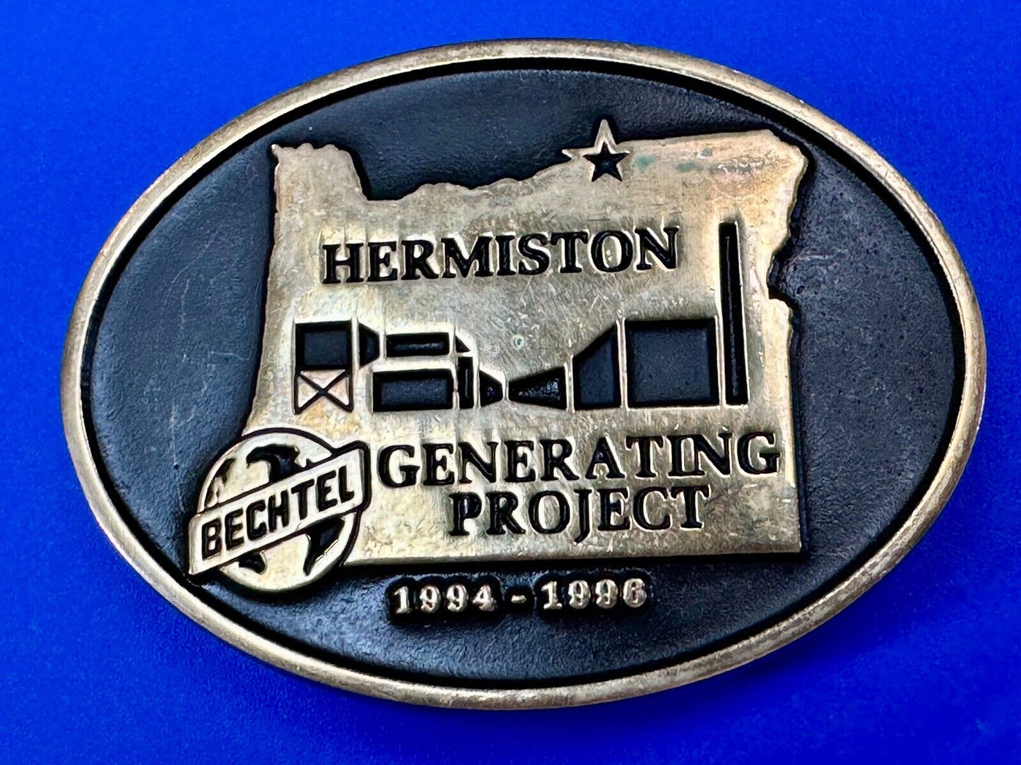 Bechtel HERMISTON Generating Project GE 7FA 94 - 96 Vtg. Anacortes belt buckle