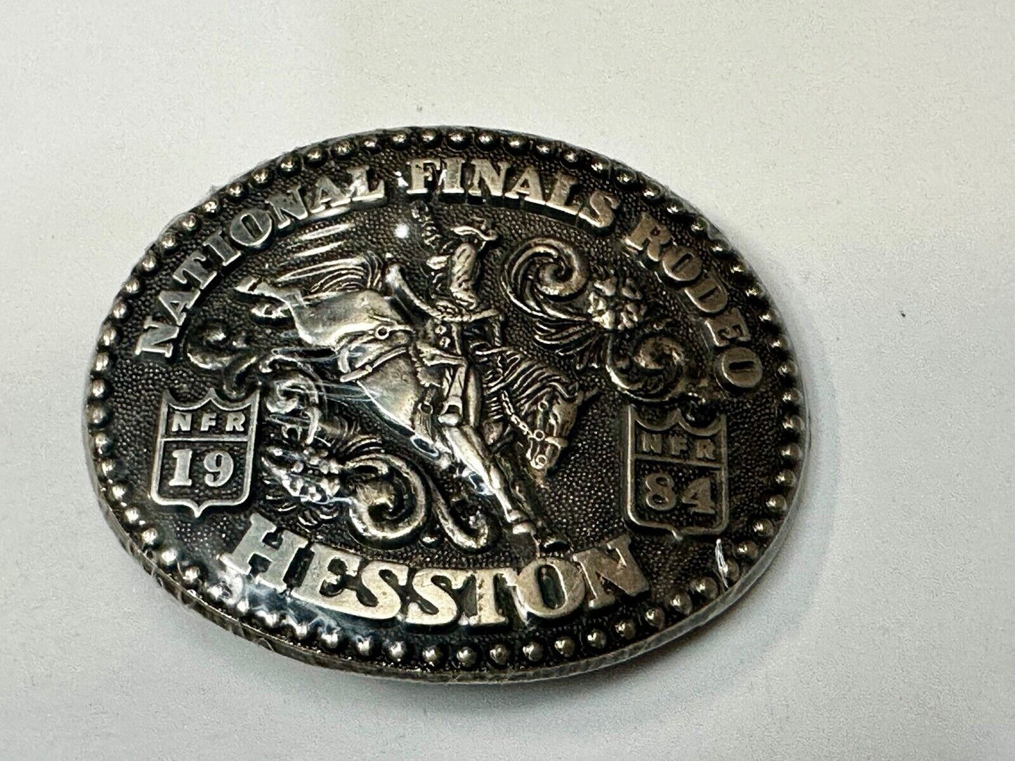 1984 NFR National Finals Rodeo NOS Youth Size Hesston Belt Buckle