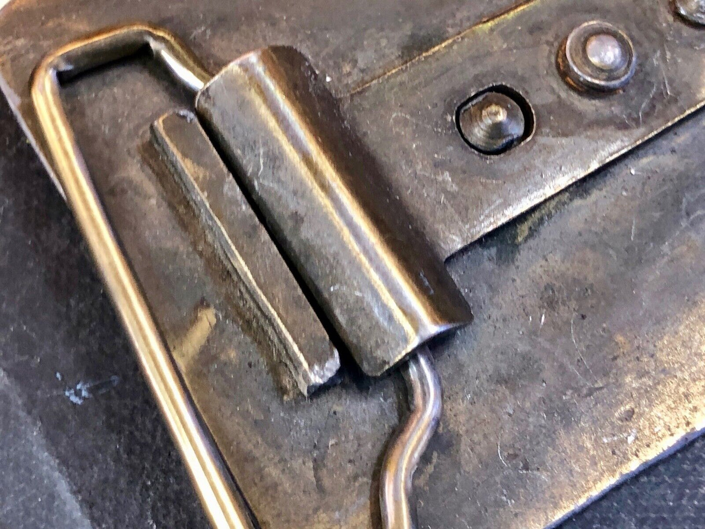 Vintage advertising Rhizo kote seal coating company belt buckle