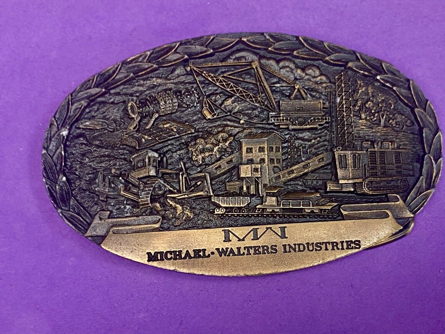 Vintage 1984 Michael Walters Industries Vintage Belt Buckle -Indiana Metal Craft