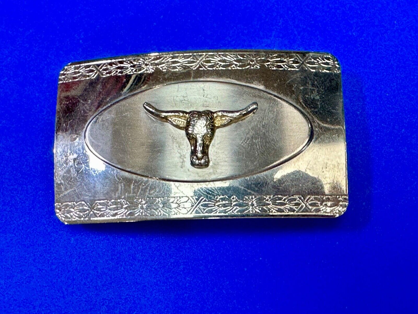 The Longhorn cow steer - cowboys cowgirls western reflective Vintage belt buckle
