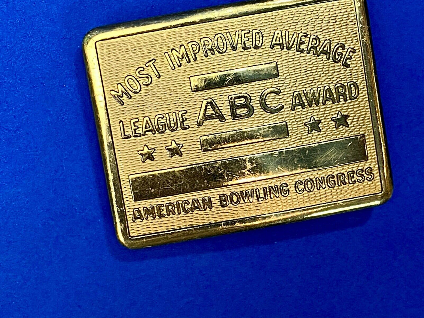 Vintage 70s AMERICAN BOWLING CONGRESS Most Improved ABC LEAGUE AWARD BELT BUCKLE