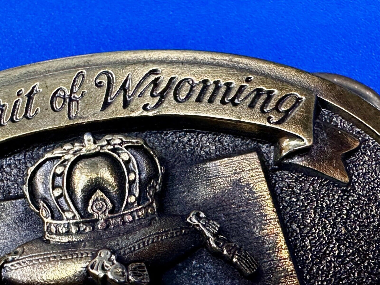 The Spirit of Wyoming Crown Royal Whiskey 1890-1990 Great American Belt Buckle