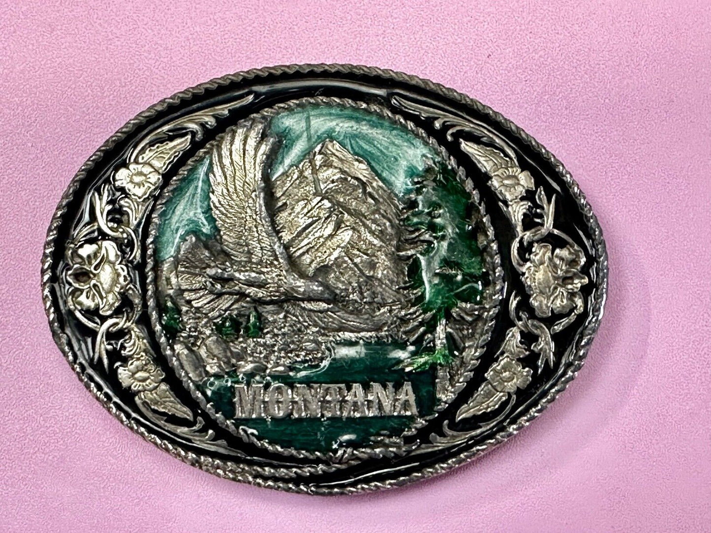 The Great State of Montana Vintage W-5 Siskiyou Eagle Mountain Belt Buckle
