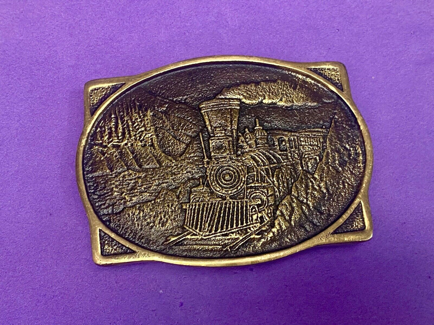 Vintage 1976 American Rr Railroad Solid Brass Train Belt Buckle Heritage Mint