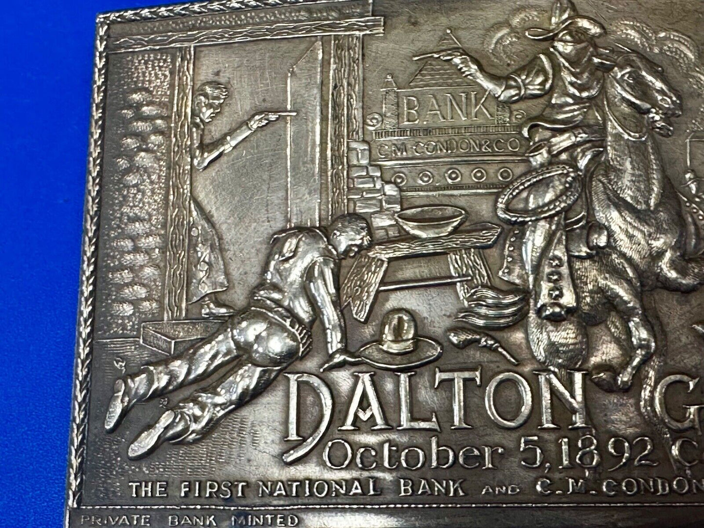 The Dalton Gang Collectors Brass Belt Buckle West Cowboy Style - see Hallmarks!