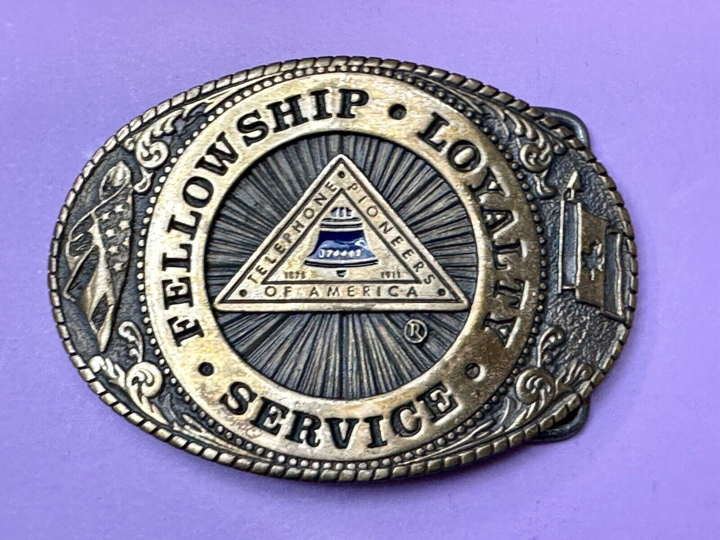 Telephone Pioneers of America TL&B Belt Buckle Fellowship Loyalty Service