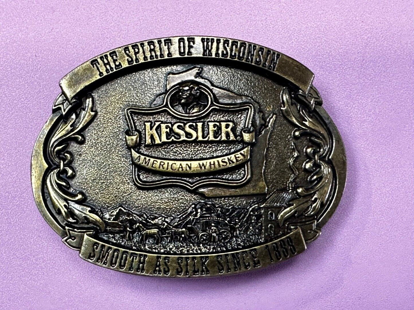 The Spirit of Wisconsin - KESSLER American Whiskey Belt Buckle Smooth As Silk