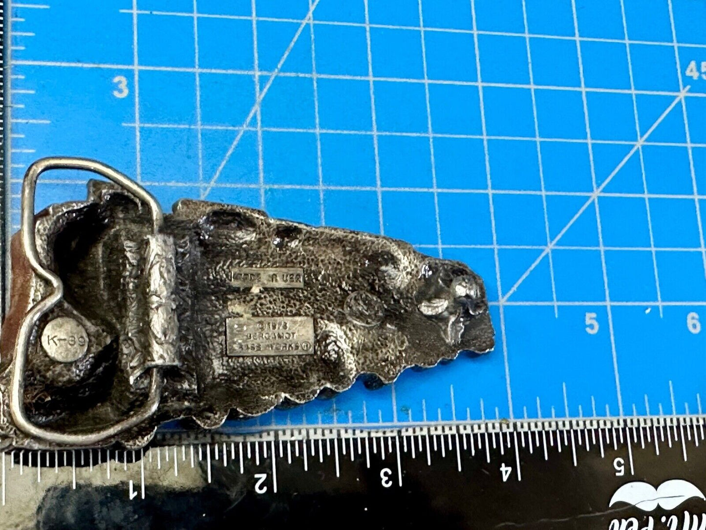 Train Steam Locomotive Vintage 1978 Cutout RR Bergamot Belt Buckle #1002