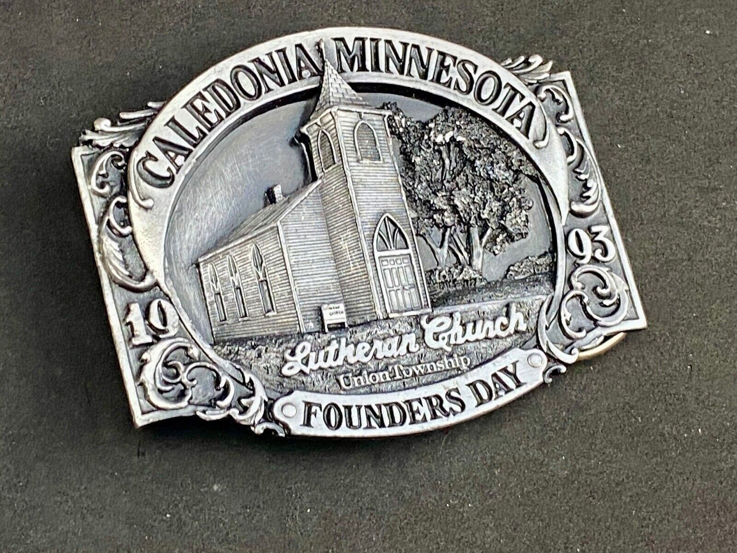 1993 Founder’s Days Caledonia MN belt buckle union township Lutheran church