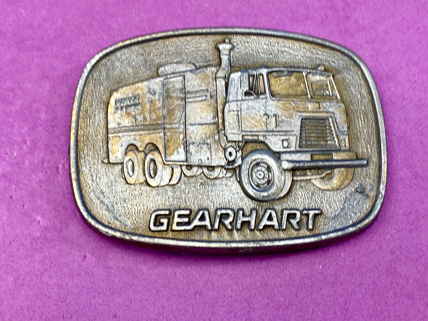 vintage Belt Buckle GEARHART Oil drilling trucking, hauling Industry, Transport
