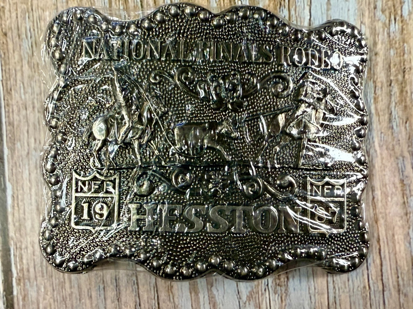 1987 Hesston NFR National Finals Rodeo Calf Roping NOS Belt Buckle