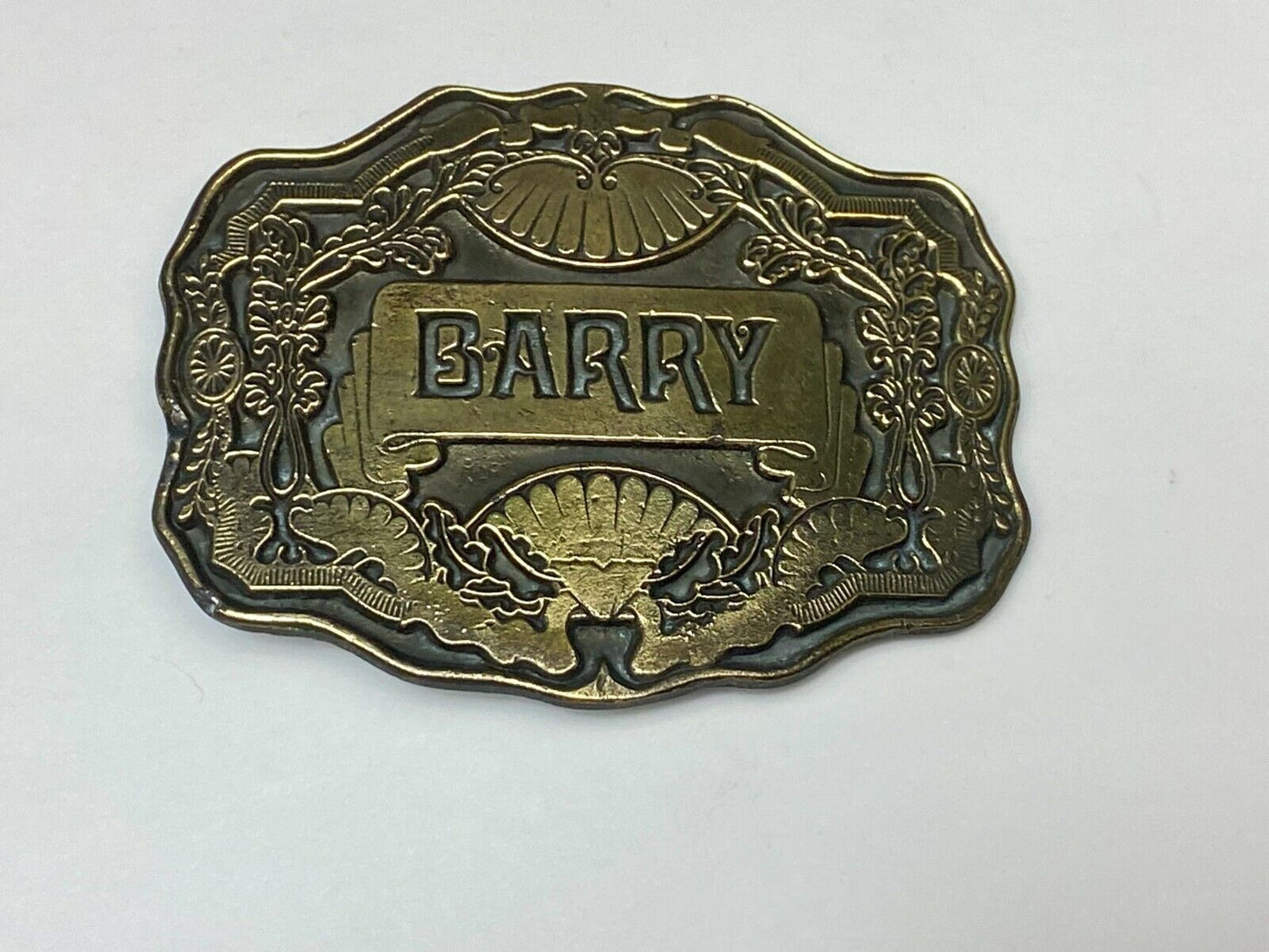 Barry - Ornate Western Flower Swirl And Framed Belt Buckle By Oden