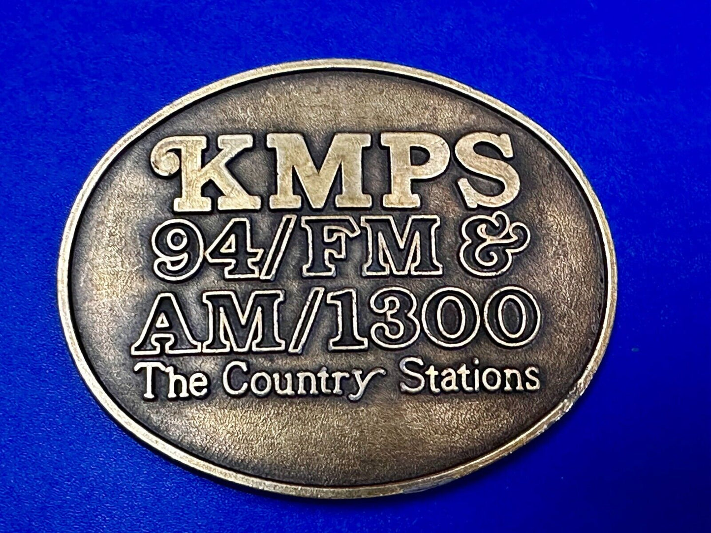 The Country Radio Station KMPS 94/FM & AM/1300 Advertisement Belt Buckle