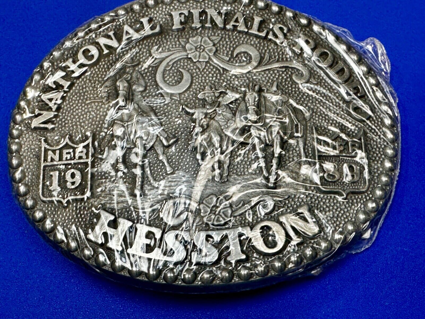 1989 NATINOAL FINALS RODEO NFR NOS Western Cowboy ADM Belt Buckle