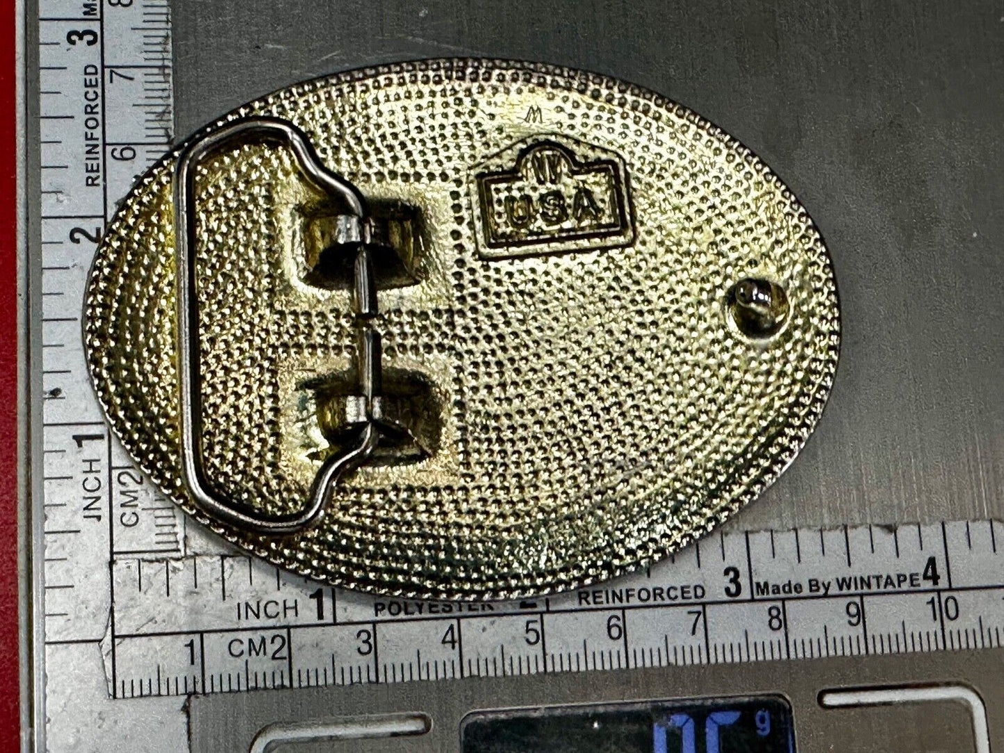 Vintage EAGLE flying High western etched flower swirl design belt buckle - W