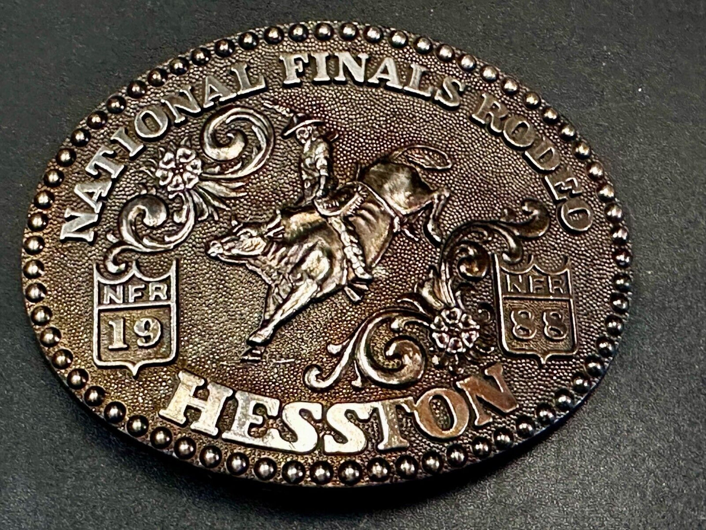 1988 ADM Hesston NFR National Finals Rodeo Cowboys Western Belt Buckle