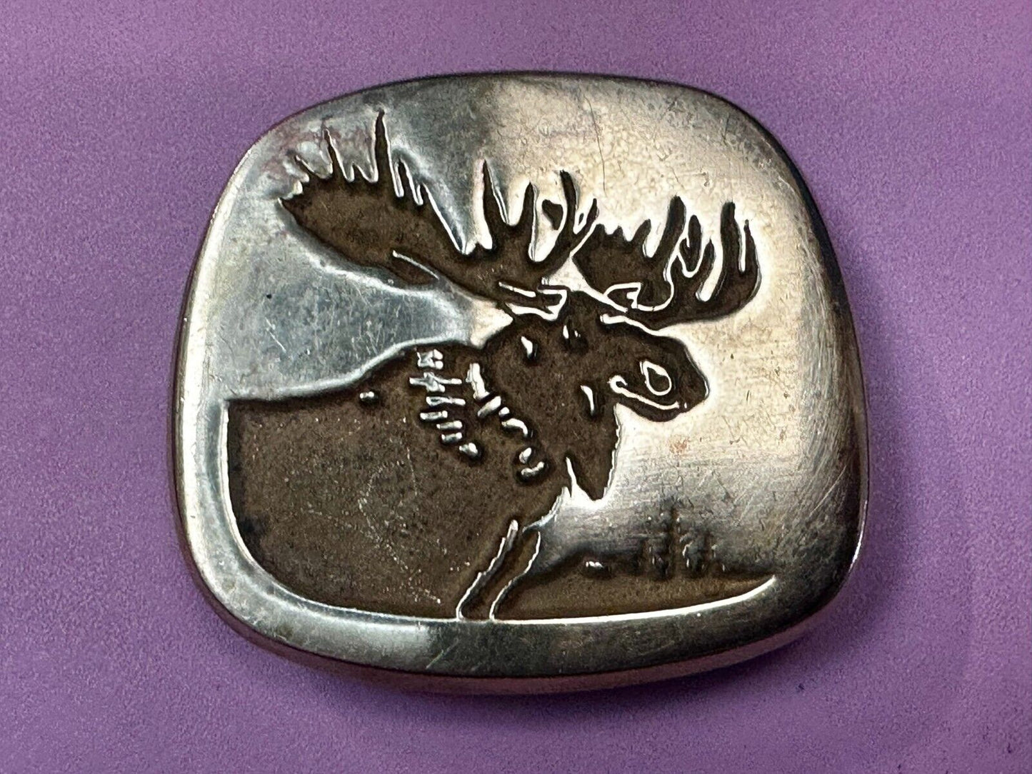 The Moose RARE Commemorative Cutout Solid Brass Vintage Belt Buckle