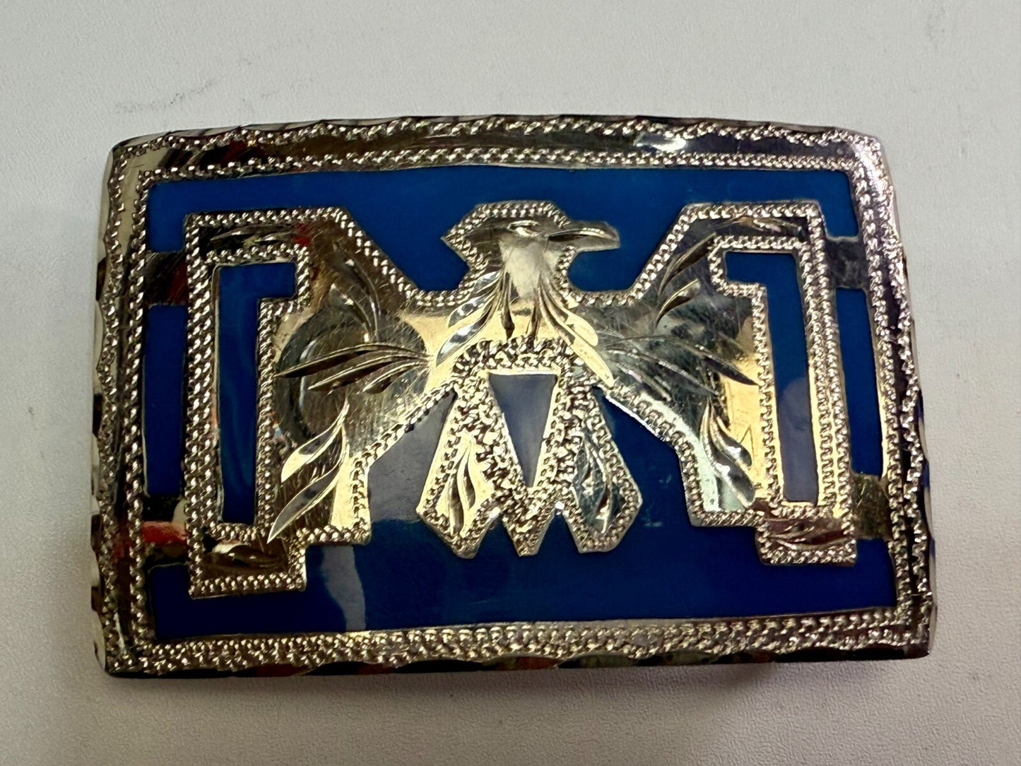 Thunderbird Native American Indian Hand-Crafted Inlay Enamel Belt Buckle