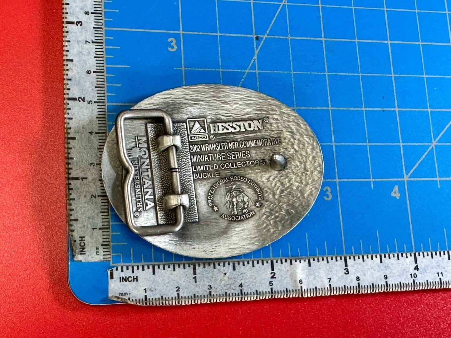2002 Youth Sized Hesston National Finals Rodeo Bull Riding Cowboys belt buckle