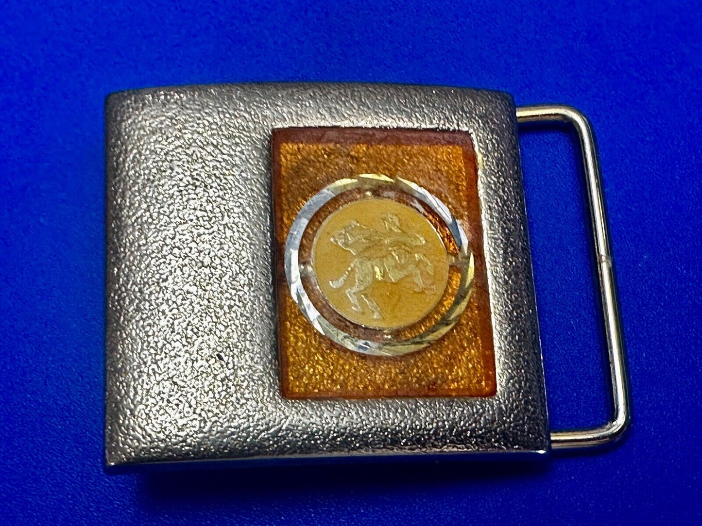 Symbol? Dancing Couple? - Vintage Two Tone Belt Buckle by Lee NY