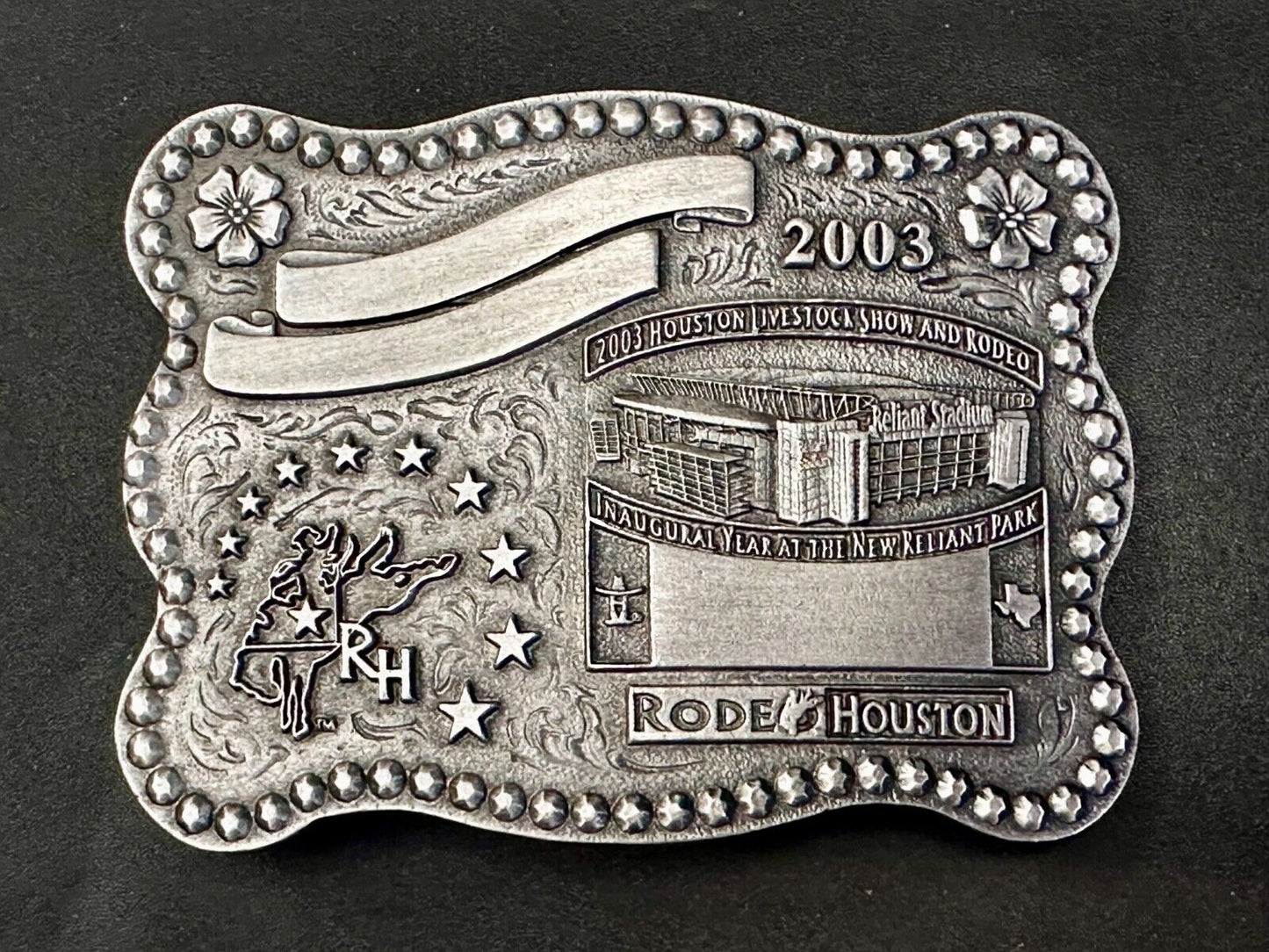 2003 Houston Livestock Show and Rodeo Inaugural Award Trophy Cowboy Belt Buckle