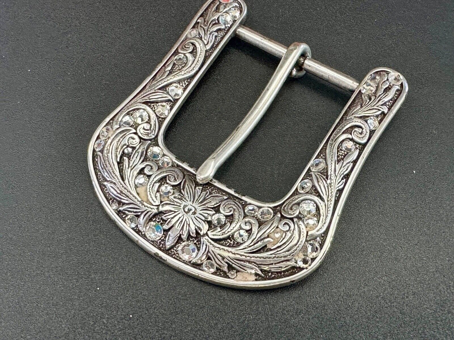Ariat signed western ornate ranger silver tone belt buckle with Rhinestone's