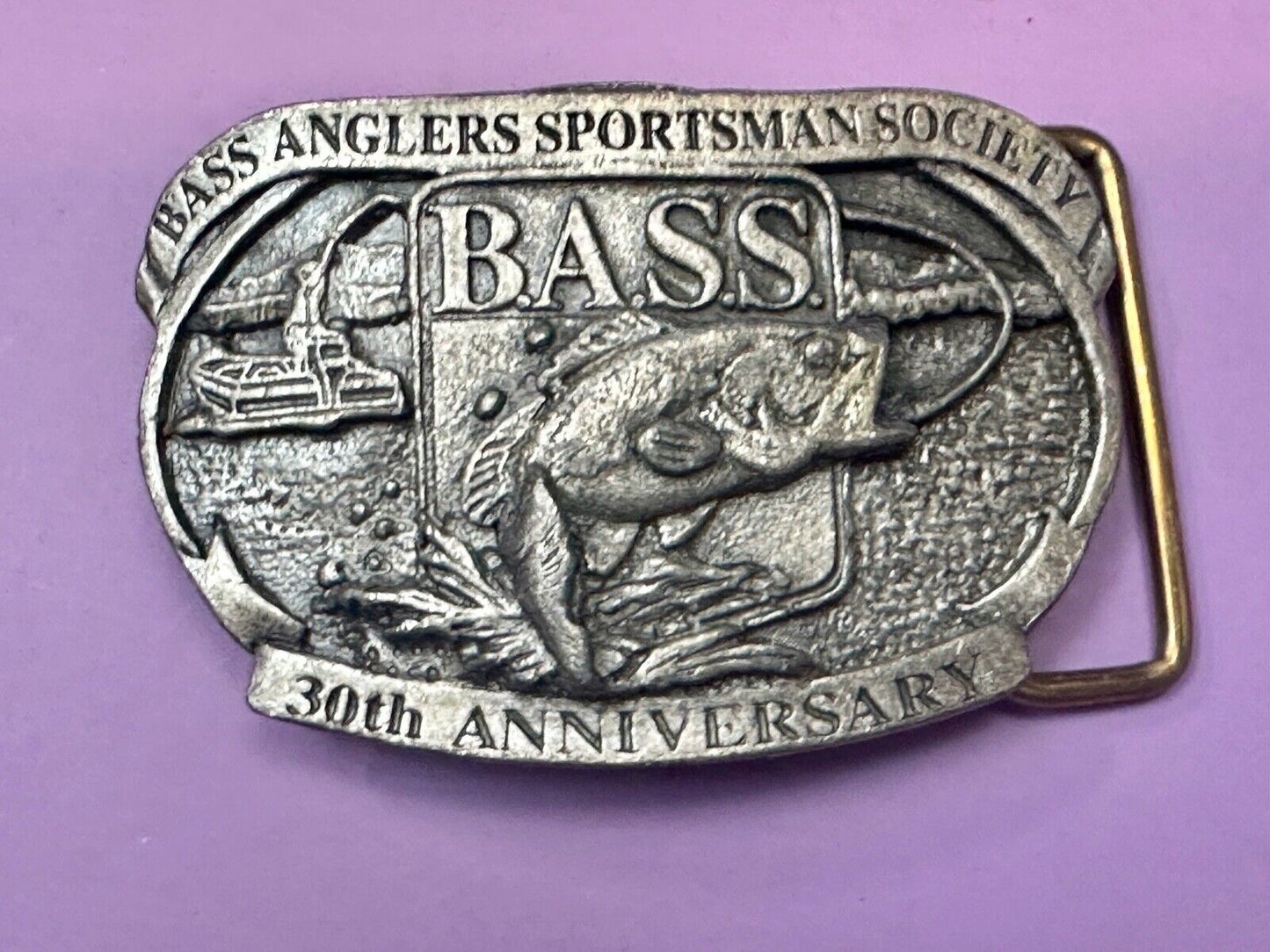 1997 BASS Bass Anglers Sportsman Society Fishing 30th anniversary belt buckle