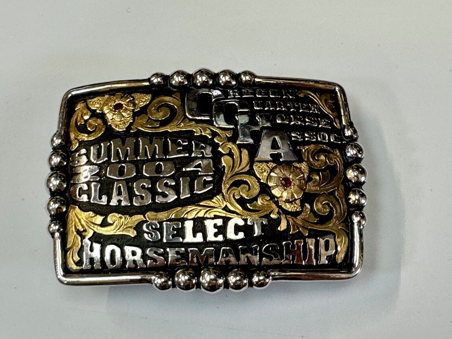 2004 Classic Select horsemanship CQHA Trophy belt buckle by Bob Berg