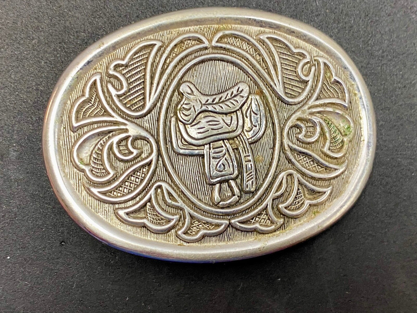 Avon Vintage Silver Tone Horse Saddle Belt Buckle