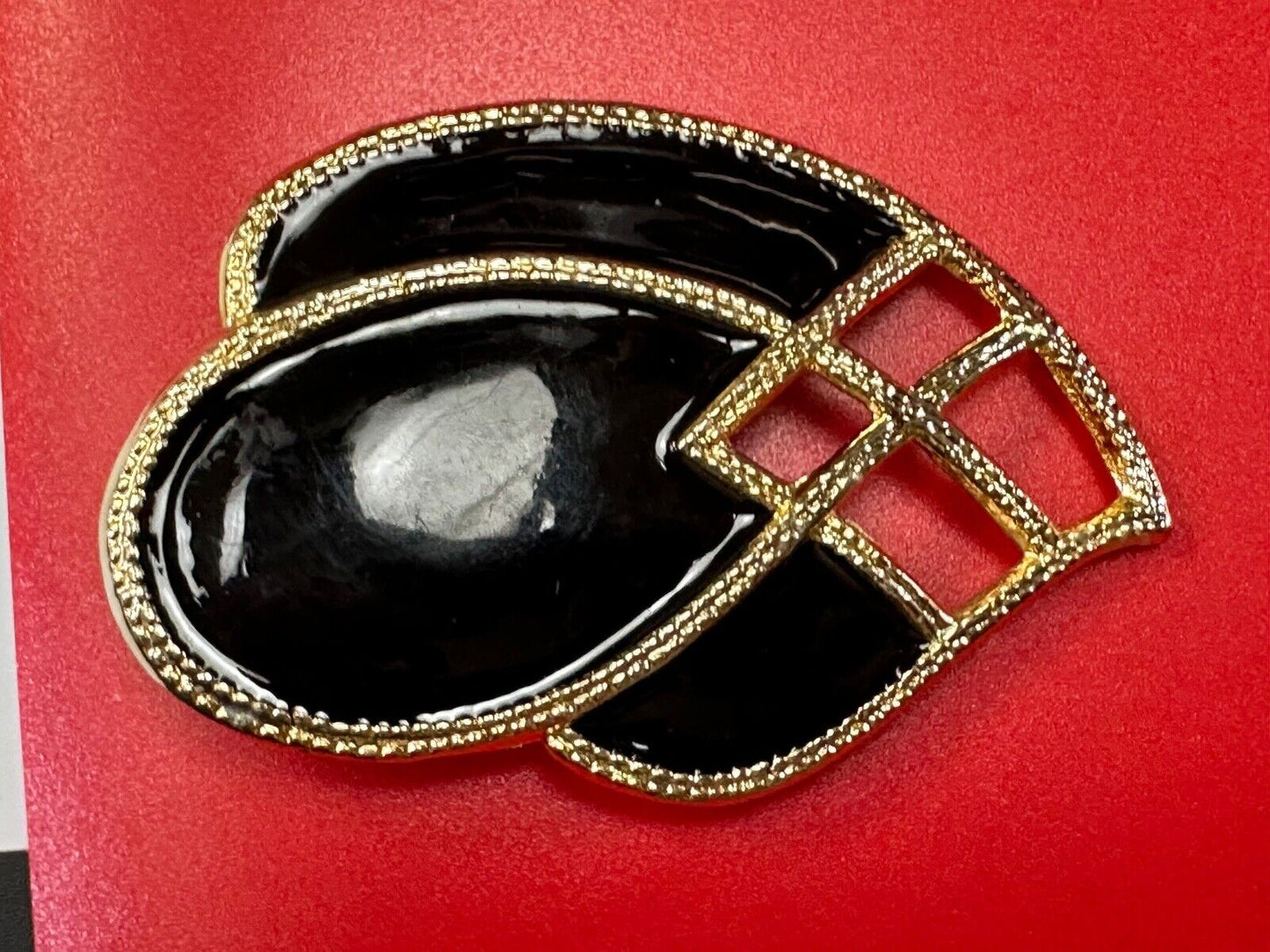 Black Enamel on gold tone 80s USA Day-Lor scarf belt slide buckle