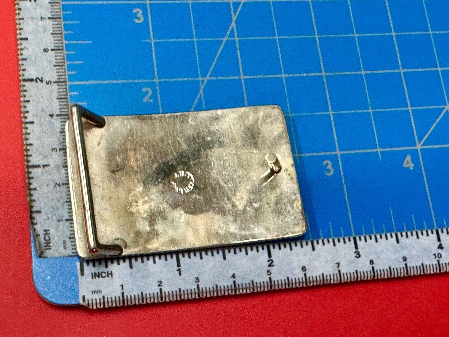 Aztec Mayan Temple Pyramid Figures Vintage Inlay belt buckle made in Mexico